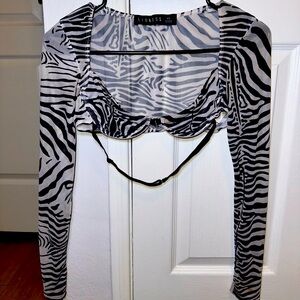 Lioness Zebra print mesh top